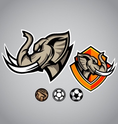 Elephant head emblem logo football vector image
