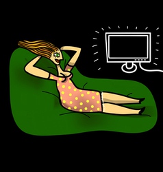 Woman watch the tv vector image