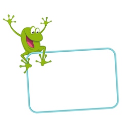 Label - joyful frog on the frame vector image