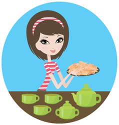 Pretty girl with cookies vector image
