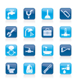 Plumbing objects and tools icons vector image