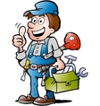 Hand-drawn of an happy Plumber Handyman giving vector image