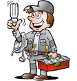 Hand-drawn of an happy Electrician Handyman vector image