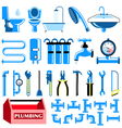 Plumbing colour icons set vector image