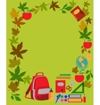 Back to school School supplies on green vector image