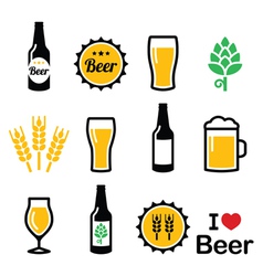 Beer colorful icons set - bottle glass vector image