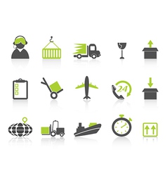Simple logistics and shipping icons green series vector image