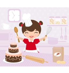 Cute little girl baking vector image