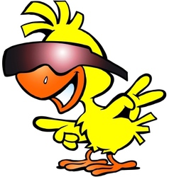 Hand-drawn of an smart chicken with sunglass vector image
