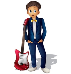 A musician with a red guitar vector image