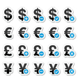 Currency icons set - dollar euro yen pound vector image