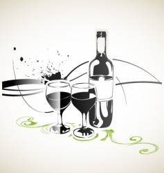 Bottle of wine and glasses vector image