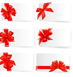 Big set of red gift bows with ribbons vector image