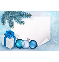 Christmas background with balls and fir branches vector image
