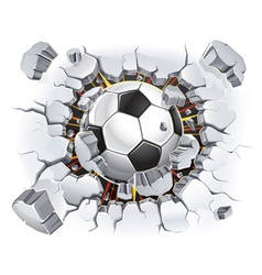 Soccer ball and Old Plaster wall damage vector image