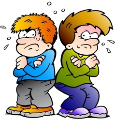 Hand-drawn of two enemies boys vector image