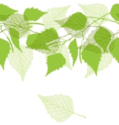 Seamless pattern with green birch leaves vector image