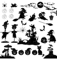 Halloween cartoon set black silhouette vector image