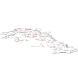Cuba Black White Map vector image
