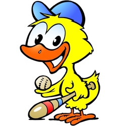 Hand-drawn of an cute chicken baby with bassball vector image