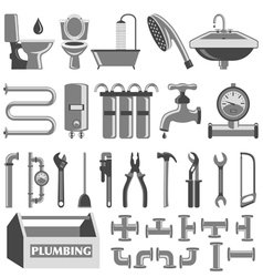 Plumbing colour icons set vector image