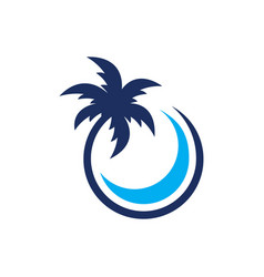 Coconut palm tree with circle vector image
