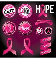 Breast Cancer Awareness Ribbons and Badges vector image