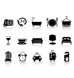 Black hotel icons vector image