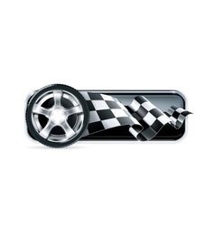 Racing banner with car wheel vector image