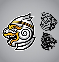 Monkey head linethai emblem logo vector image
