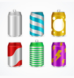 Realistic aluminum cans color empty set vector image