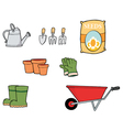 Collage Of Gardening Tools vector image