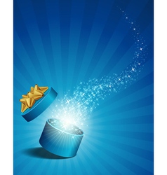 Open explore gift with fly stars vector image