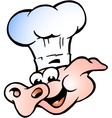 Hand-drawn of an Chef Pig Head vector image