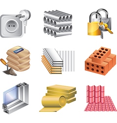 Icons buildingmaket materials vector image