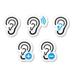 Ear hearing aid deaf problem icons set as labels vector image