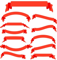 Set red ribbons and banners vector image