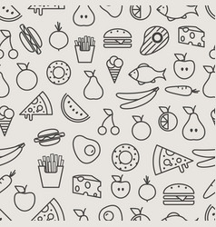 Different food silhouette icons seamless pattern Different food silhouette icons seamless pattern vector image