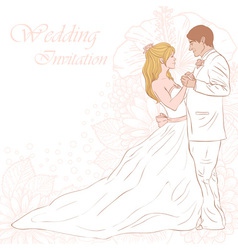 Bride and groom wedding invitation card vector image