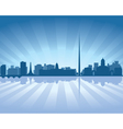 Dublin ireland skyline with reflection in water vector image
