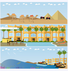Set of egyptian resorts and famous places vector image