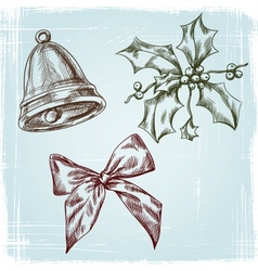 Christmas and New year holidays hand drawn set vector image