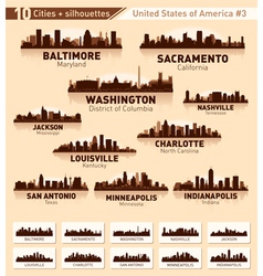 Skyline city set 10 cities of USA 3 vector image