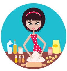 Woman prepares dough vector image