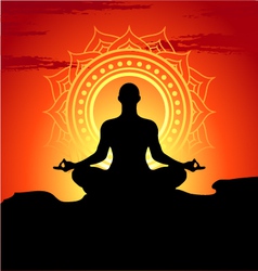 Meditating and doing yoga man vector image