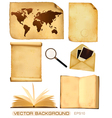 Set of old paper sheets and old map Set of old paper sheets and old map vector image