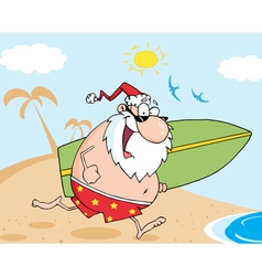 Santa Running With A Surfboard Santa Running With A Surfboard vector image