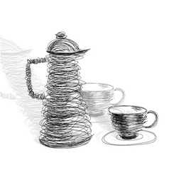 Tea cup with teapot vector image