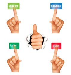 Set of hands pushing different buttons vector image