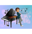 A piano at the back of the musician vector image